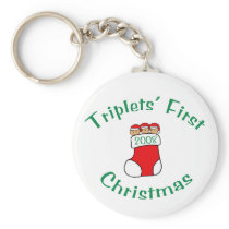 Triplets First Christmas - Stocking 2008 Keychain