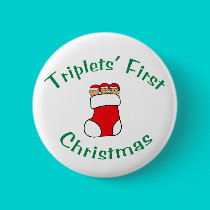 Triplets First Christmas - Stocking (no date) buttons by Scrappintwins Triplets First Christmas - Stocking (no date) buttons