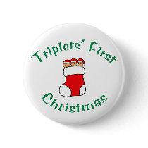 Triplets First Christmas - Stocking (no date) buttons