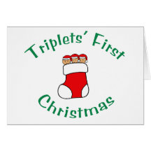 Triplets First Christmas - Stocking (no date) Card