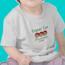 Triplets First Christmas t-shirts
