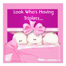 TRIPLETS GIRLS BABY SHOWER  INVITATION