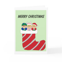 triplets in stocking colored card