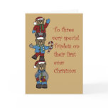 Triplets stacked for Christmas cards