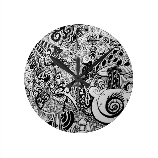 Trippy Art Design Round Clocks | Zazzle