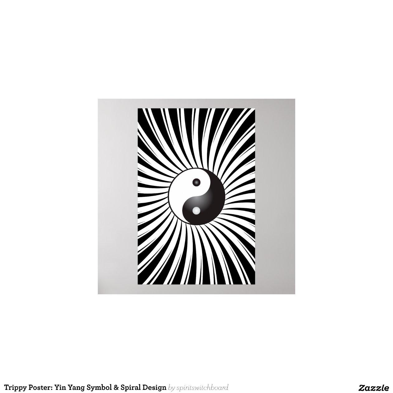 Trippy Poster Yin Yang Symbol And Spiral Design Zazzle
