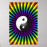 Trippy Poster: Yin Yang Symbol &amp; Spiral Design