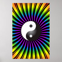 Trippy Poster: Yin Yang Symbol & Spiral Design