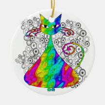 Trippy Psychedelic Cat Ornament