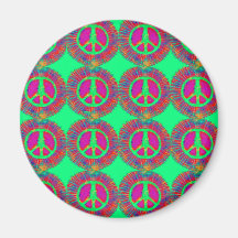 Trippy Tie-Dye Psychedelic Peace Sign Magnets
