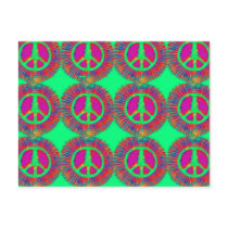 Trippy Tie-Dye Psychedelic Peace Sign postcards