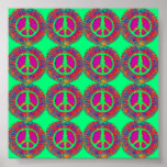 Trippy Tie-Dye Psychedelic Peace Sign Poster