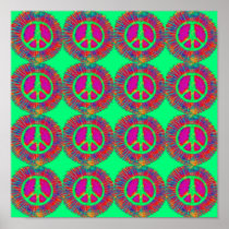Trippy Tie-Dye Psychedelic Peace Sign Poster