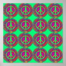 Trippy Tie-Dye Psychedelic Peace Sign Poster
