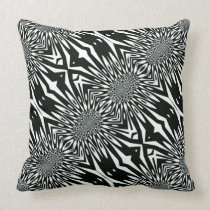 Trippy Vision#2 Black White Pattern Cushion pillows