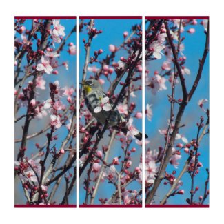 Triptych - Bird in Cherry Tree