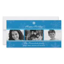 Triptych Blue Snowflake Photo Card