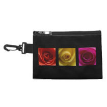 Triptych Roses orange yellow pink Accessory Bag