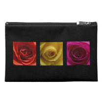 Triptych Roses orange yellow pink Travel Accessory Bag
