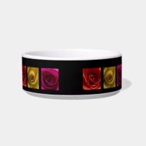Triptych Roses orange yellow pink Cat Food Bowl