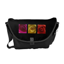 Triptych Roses orange yellow pink Commuter Bag