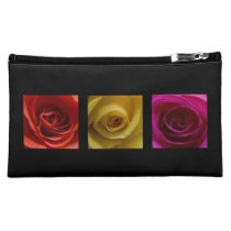 Triptych Roses orange yellow pink Cosmetic Bags