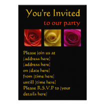 Triptych Roses orange yellow pink Invites
