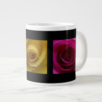 Triptych Roses orange yellow pink Jumbo Mug