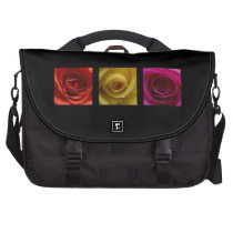 Triptych Roses orange yellow pink Laptop Messenger Bag