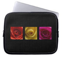 Triptych Roses orange yellow pink Computer Sleeve Case