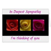 Triptych Roses orange yellow pink Sympathy Card