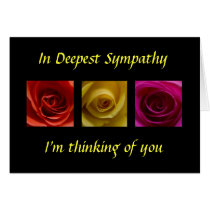 Triptych Roses orange yellow pink Sympathy Card