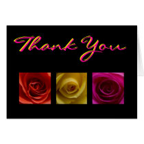 Triptych Roses orange yellow pink Thank You Card