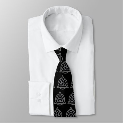 Triquetra Interlaced Triangle Circle {Black} Neck Tie by gacatmandu