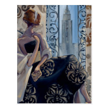 Trish Biddle New York Black Dress Postcard