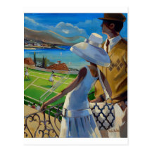 Trish Biddle - Tennis on the Riviera Post Card