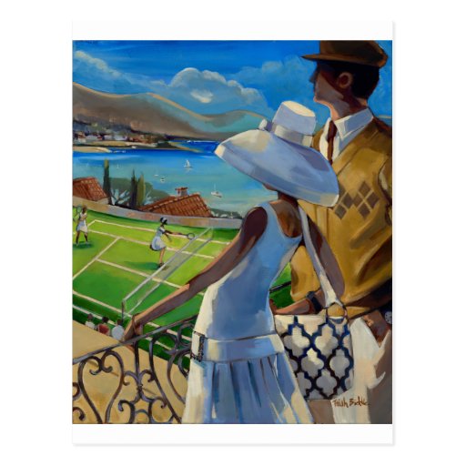 Trish Biddle - Tennis on the Riviera Post Card