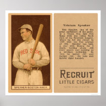 Tristam Speaker Red Sox Baseball 1912 Print
