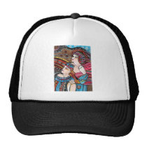 beloved, tristan, love, sky, couple, majestic, painting, romantic, inspirational, original, isolde, creative, eternal, loving, romance, portrait, heaven, story, artistic, forever, history, Trucker Hat with custom graphic design