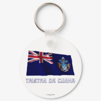 Tristan da Cunha Waving Flag with Name keychains by Vexillophile Tristan da Cunha Waving Flag with Name keychains