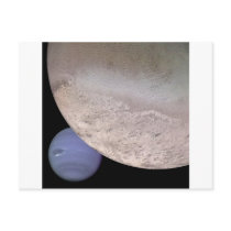Triton with Neptune in the background NASA postcards by harlowandcompany Triton with Neptune in the background NASA postcards
