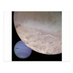 Triton with Neptune in the background NASA postcards