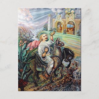 triumphant entrance of Jesus into Jerusalem postcard