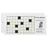 Trivia sheet rack cards
