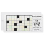 Trivia sheet rack cards