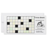 Trivia sheet rack cards