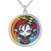 circus, rainbow, dreadlocks, steampunk, fairy, faery, trixy, pixie, fantasy, mykajelina, tophat, red, Necklace with custom graphic design