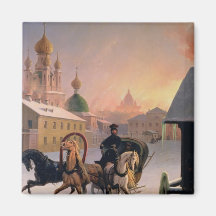 Troika on the Street in St. Petersburg, 1850s Refrigerator Magnets