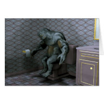 Troll On The Bowl Greeting Cards