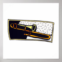Trombone Dark Background Graphic Design Print